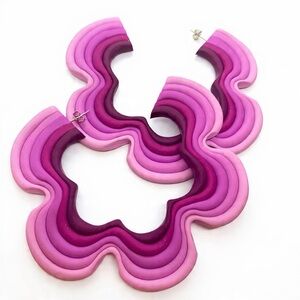 Rainbow Flower Stud Hoop - Handmade Earrings